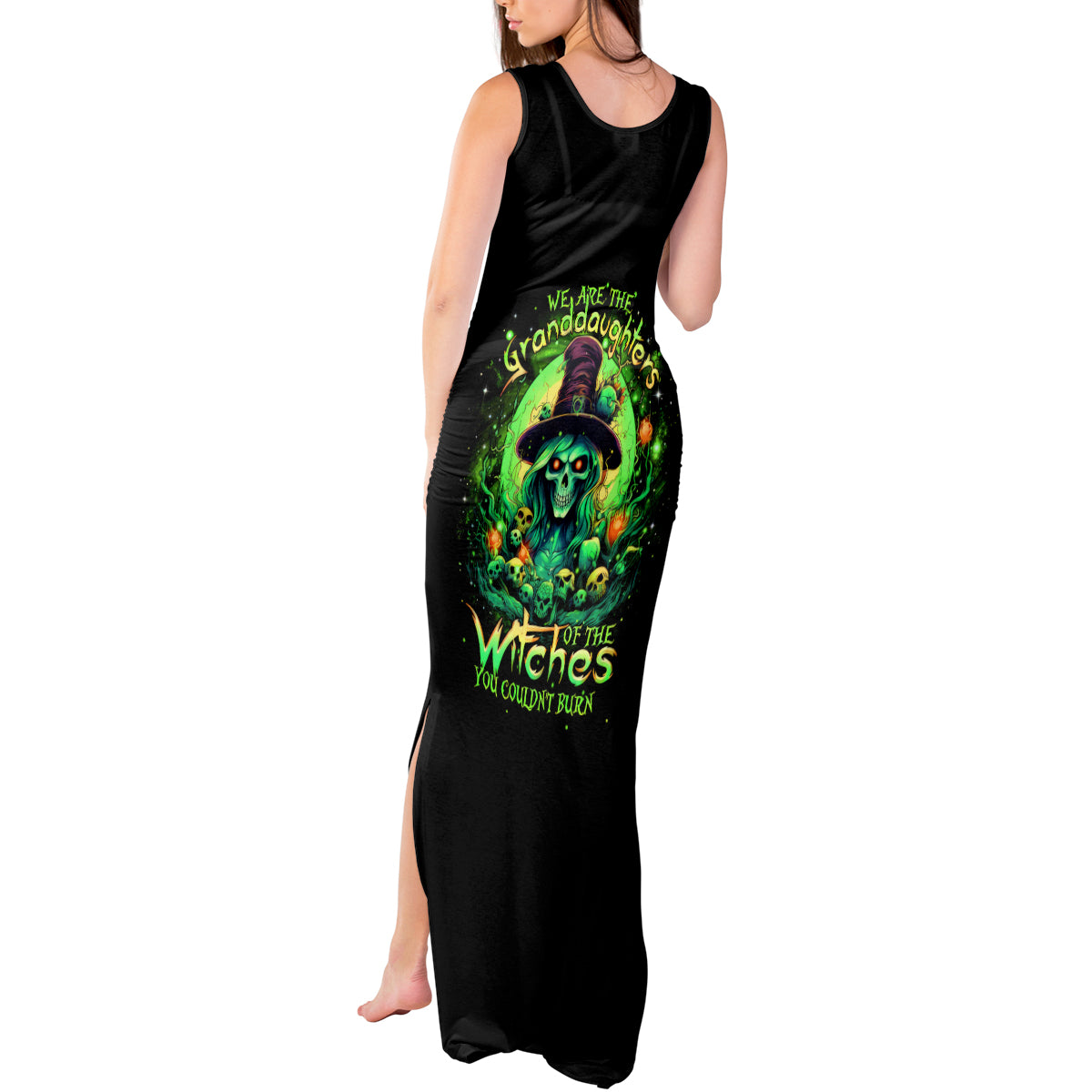 Witch Skull Tank Maxi Dress We Are The Granddaughters Of The Witches - Wonder Print Shop