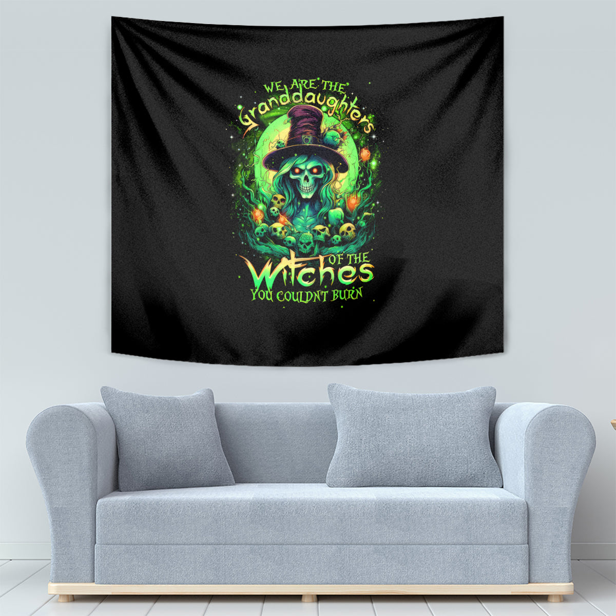 Witch Skull Tapestry We Are The Granddaughters Of The Witches - Wonder Print Shop