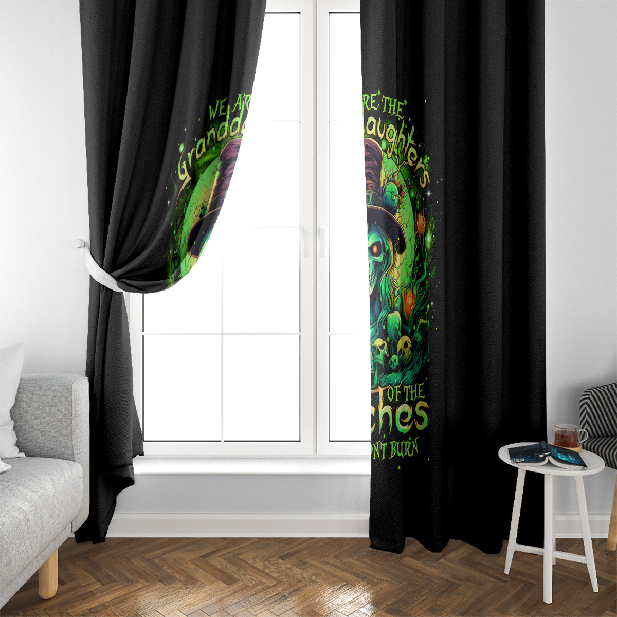 Witch Skull Window Curtain We Are The Granddaughters Of The Witches - Wonder Print Shop