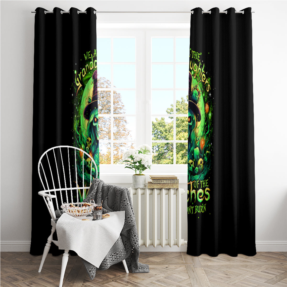 Witch Skull Window Curtain We Are The Granddaughters Of The Witches - Wonder Print Shop
