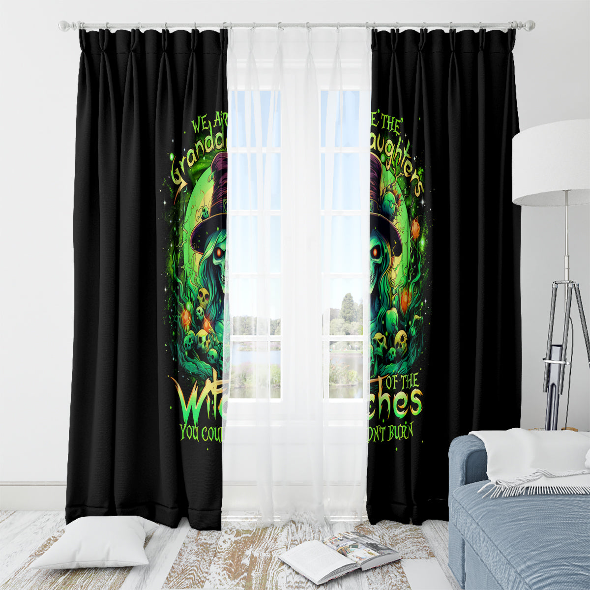 Witch Skull Window Curtain We Are The Granddaughters Of The Witches - Wonder Print Shop