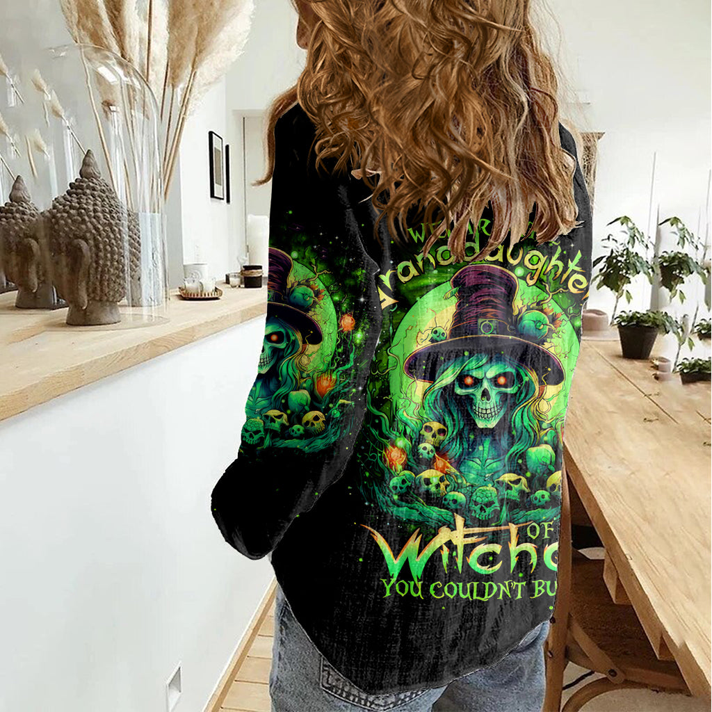 Witch Skull Women Casual Shirt We Are The Granddaughters Of The Witches - Wonder Print Shop