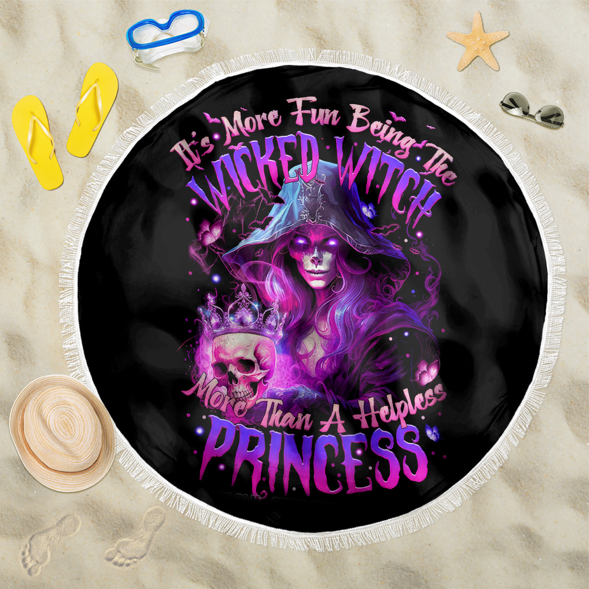 Witch Skull Beach Blanket It's More Fun Being The Wicked Witch - Wonder Print Shop