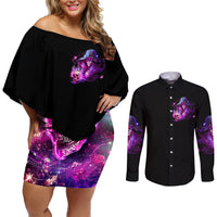 Witch Skull Couples Matching Off Shoulder Short Dress and Long Sleeve Button Shirt It's More Fun Being The Wicked Witch - Wonder Print Shop
