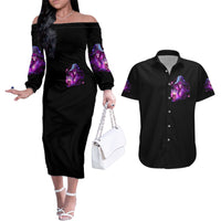 Witch Skull Couples Matching Off The Shoulder Long Sleeve Dress and Hawaiian Shirt It's More Fun Being The Wicked Witch - Wonder Print Shop