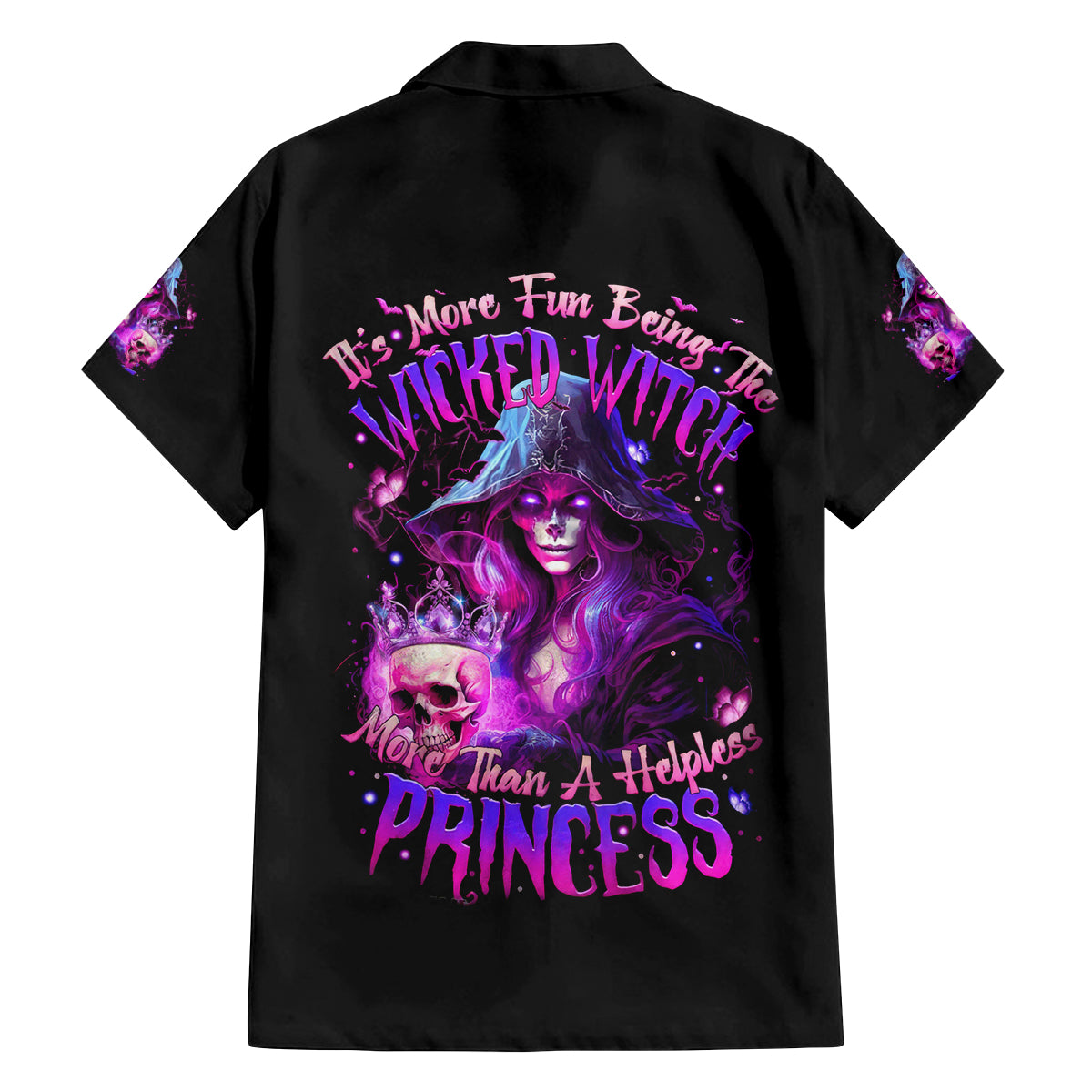 Witch Skull Family Matching Long Sleeve Bodycon Dress and Hawaiian Shirt It's More Fun Being The Wicked Witch - Wonder Print Shop