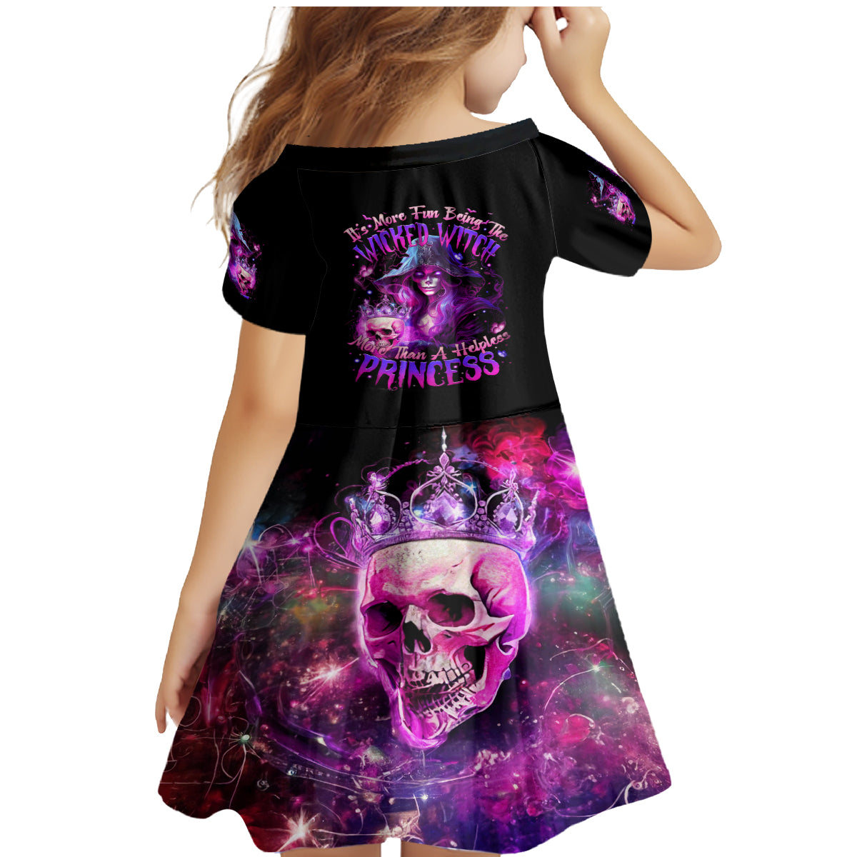 Witch Skull Family Matching Mermaid Dress and Hawaiian Shirt It's More Fun Being The Wicked Witch - Wonder Print Shop