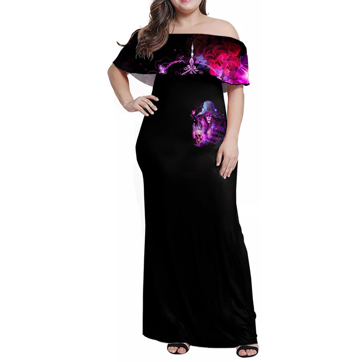Witch Skull Family Matching Off Shoulder Maxi Dress and Hawaiian Shirt It's More Fun Being The Wicked Witch - Wonder Print Shop