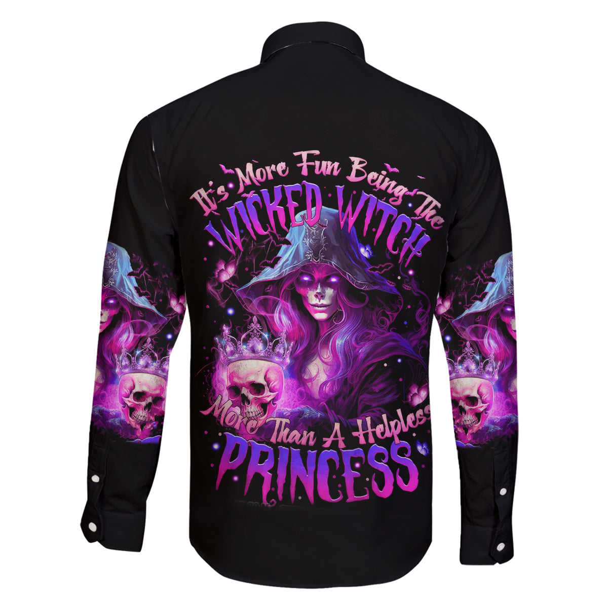 Witch Skull Family Matching Off Shoulder Short Dress and Hawaiian Shirt It's More Fun Being The Wicked Witch - Wonder Print Shop