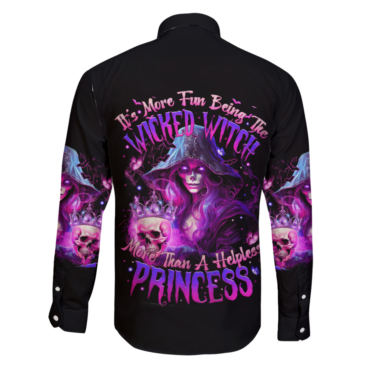 Witch Skull Family Matching Short Sleeve Bodycon Dress and Hawaiian Shirt It's More Fun Being The Wicked Witch - Wonder Print Shop