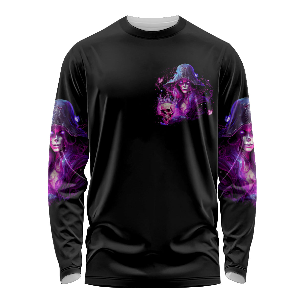Witch Skull Long Sleeve Shirt It's More Fun Being The Wicked Witch - Wonder Print Shop