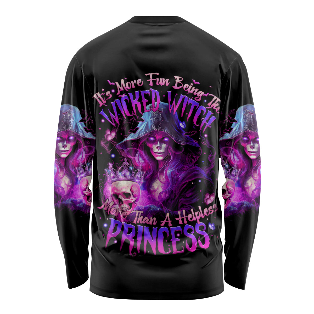 Witch Skull Long Sleeve Shirt It's More Fun Being The Wicked Witch - Wonder Print Shop