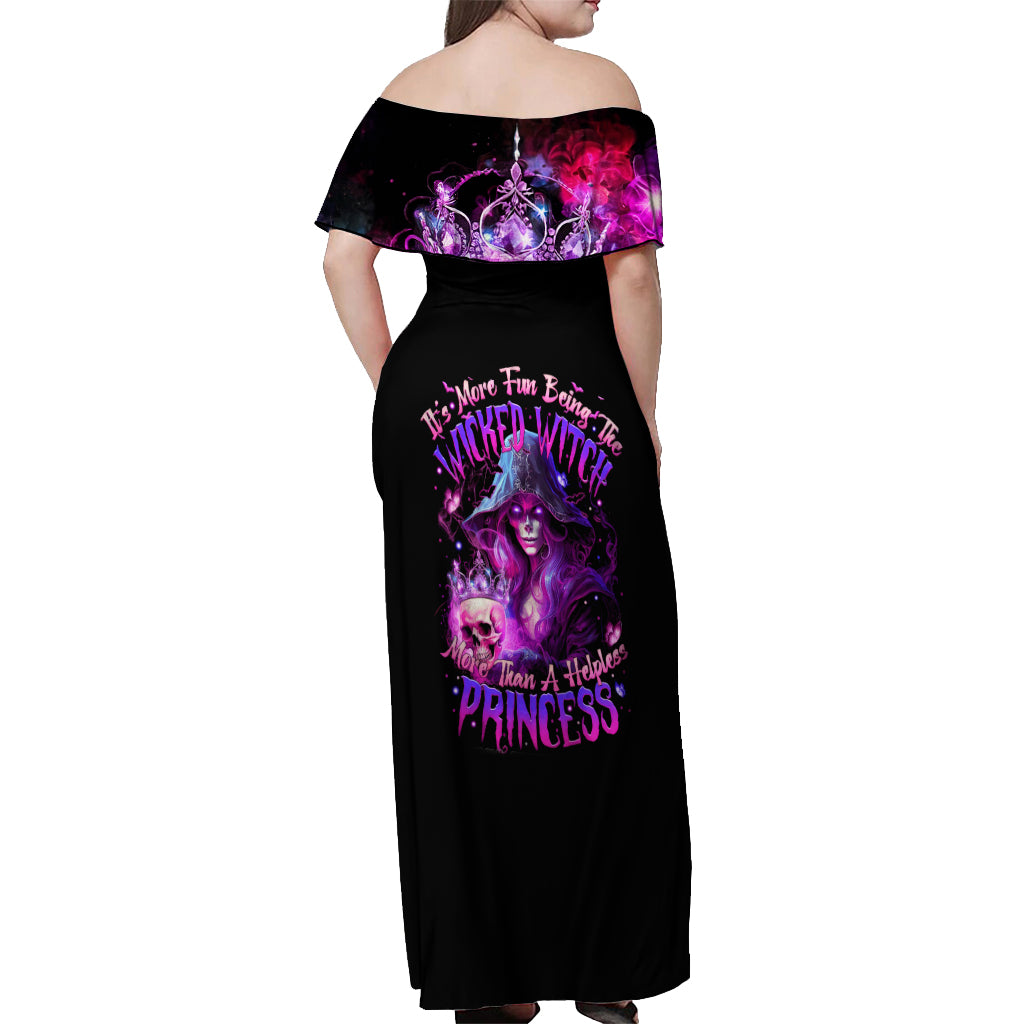 Witch Skull Off Shoulder Maxi Dress It's More Fun Being The Wicked Witch - Wonder Print Shop