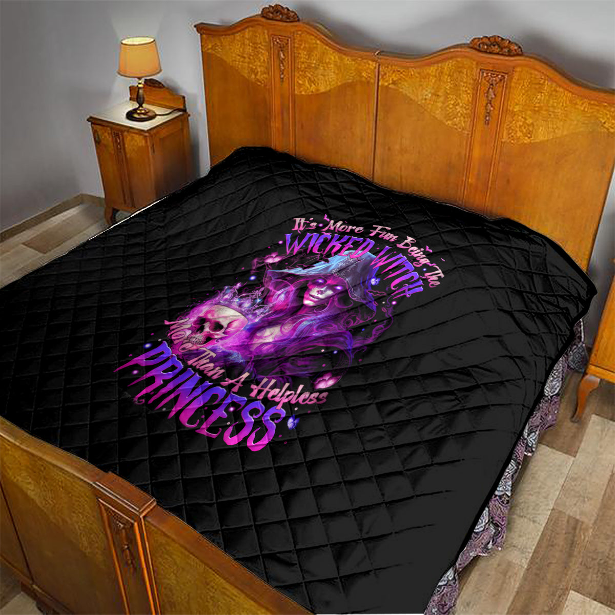 Witch Skull Quilt It's More Fun Being The Wicked Witch - Wonder Print Shop