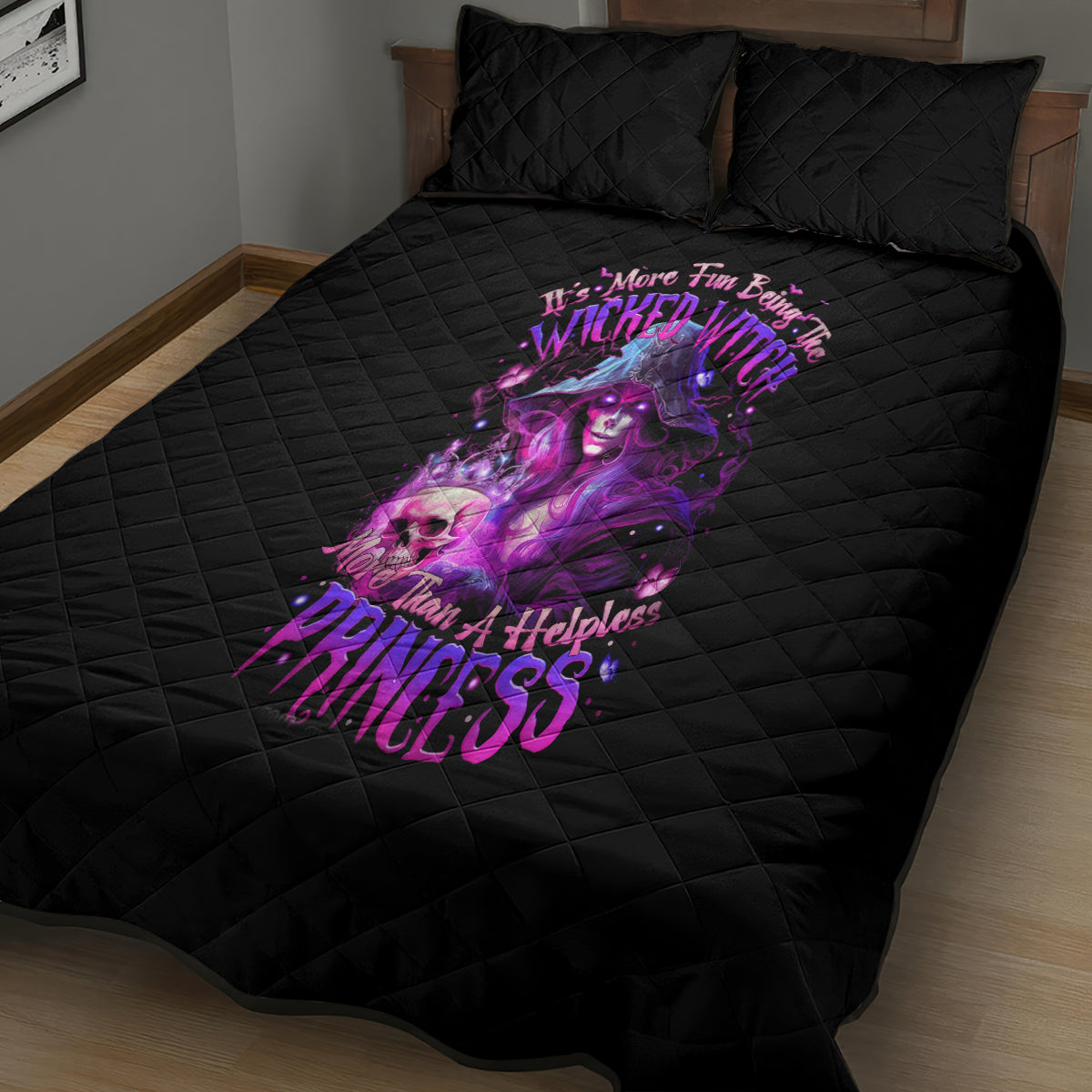 Witch Skull Quilt Bed Set It's More Fun Being The Wicked Witch - Wonder Print Shop