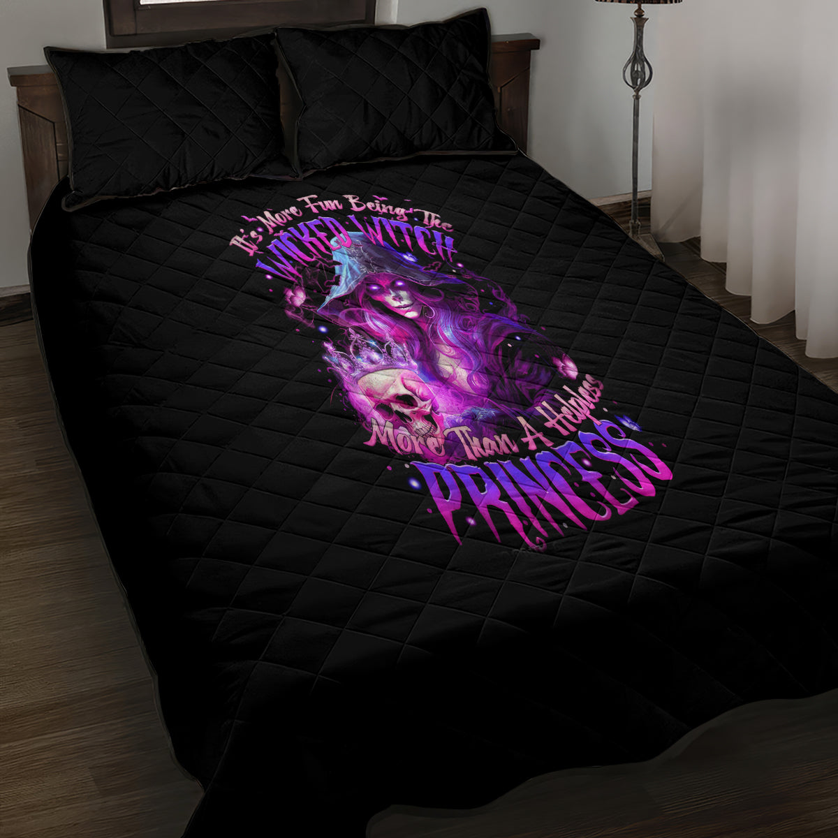 Witch Skull Quilt Bed Set It's More Fun Being The Wicked Witch - Wonder Print Shop