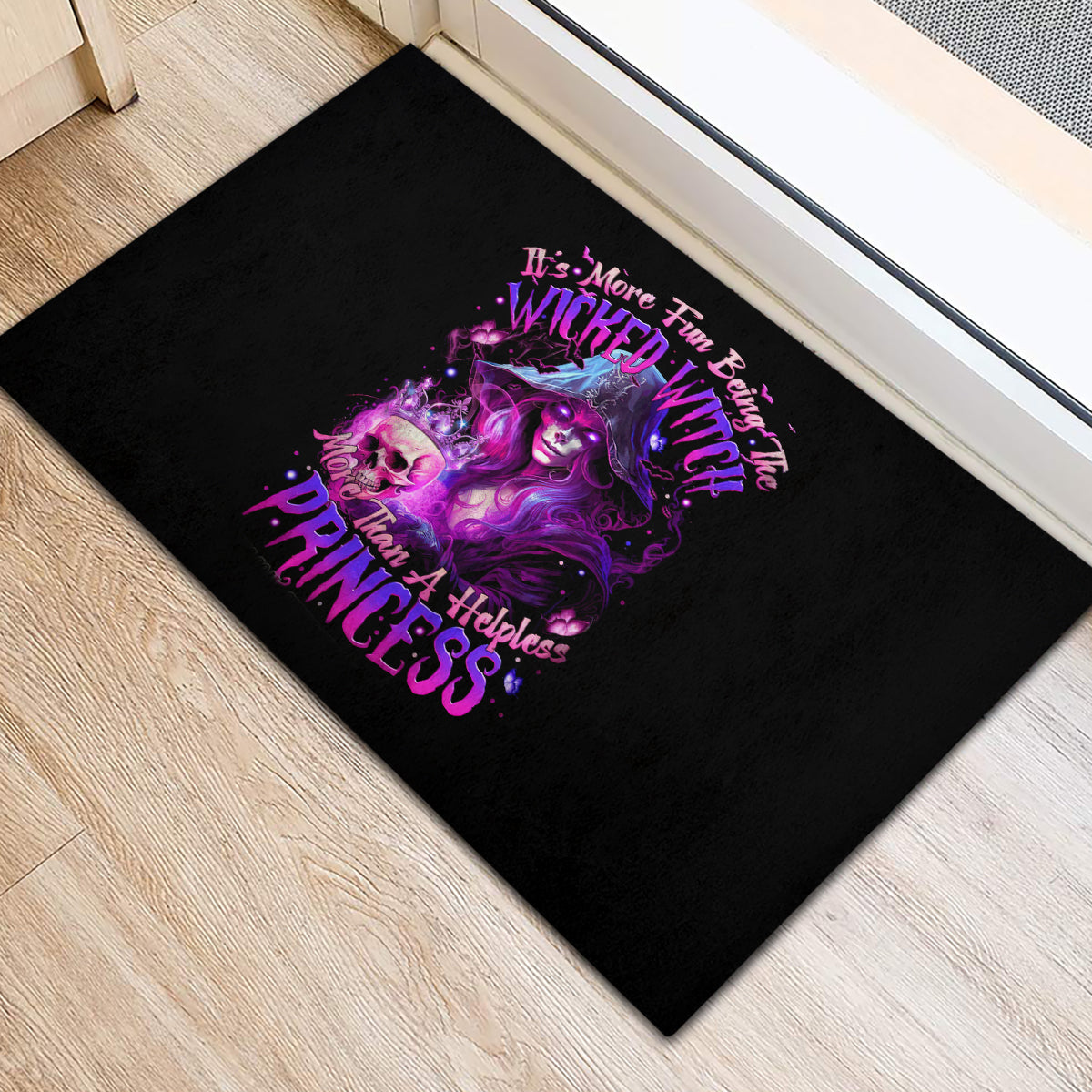 Witch Skull Rubber Doormat It's More Fun Being The Wicked Witch - Wonder Print Shop