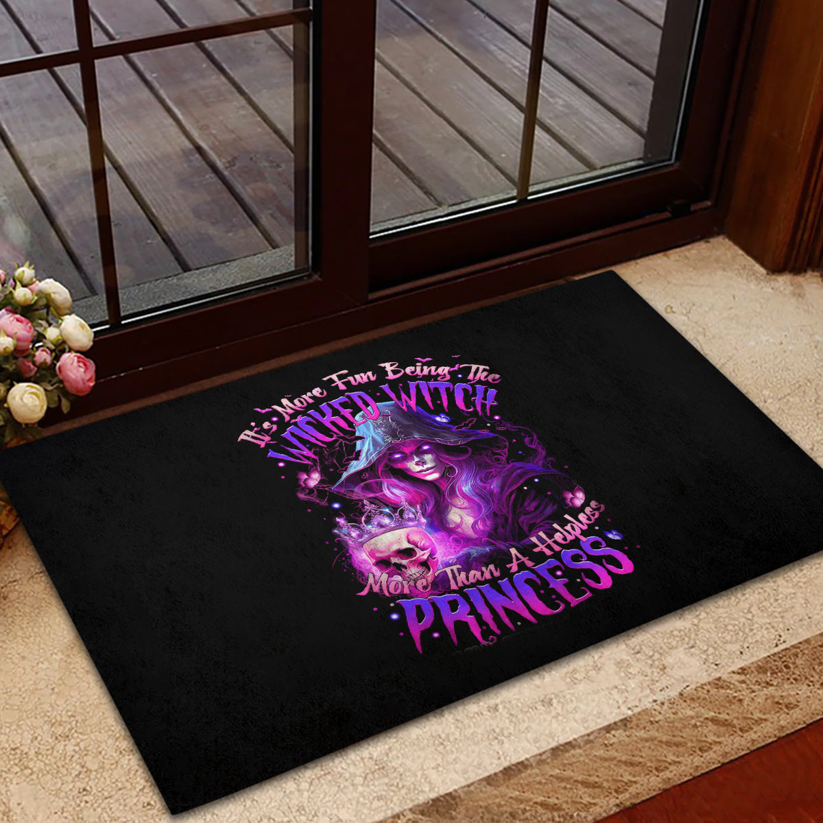 Witch Skull Rubber Doormat It's More Fun Being The Wicked Witch - Wonder Print Shop