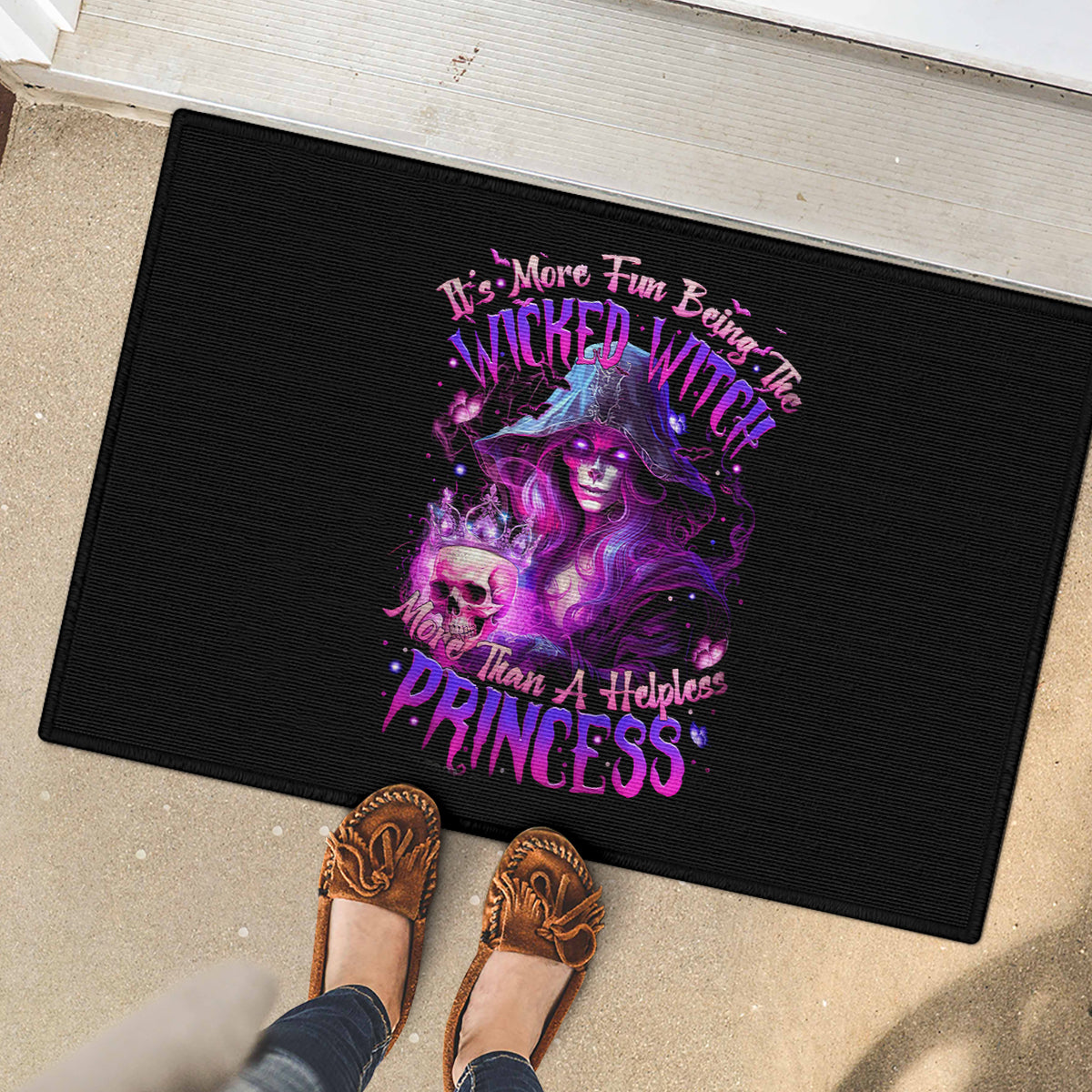 Witch Skull Rubber Doormat It's More Fun Being The Wicked Witch - Wonder Print Shop