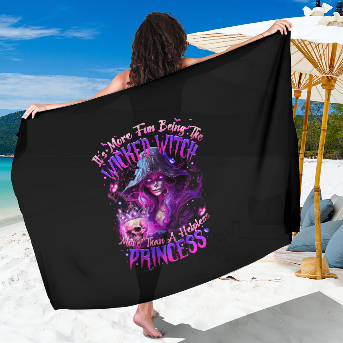 Witch Skull Sarong It's More Fun Being The Wicked Witch - Wonder Print Shop