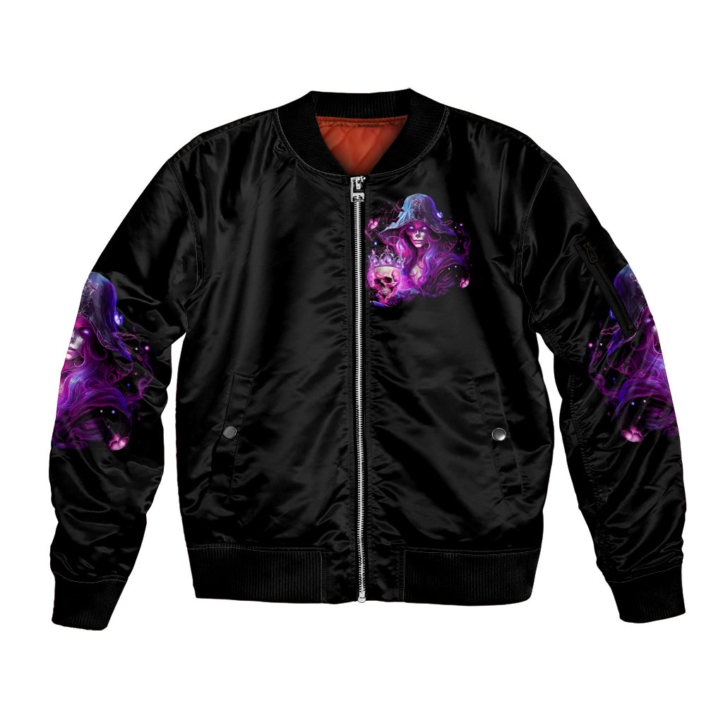 Witch Skull Sleeve Zip Bomber Jacket It's More Fun Being The Wicked Witch - Wonder Print Shop