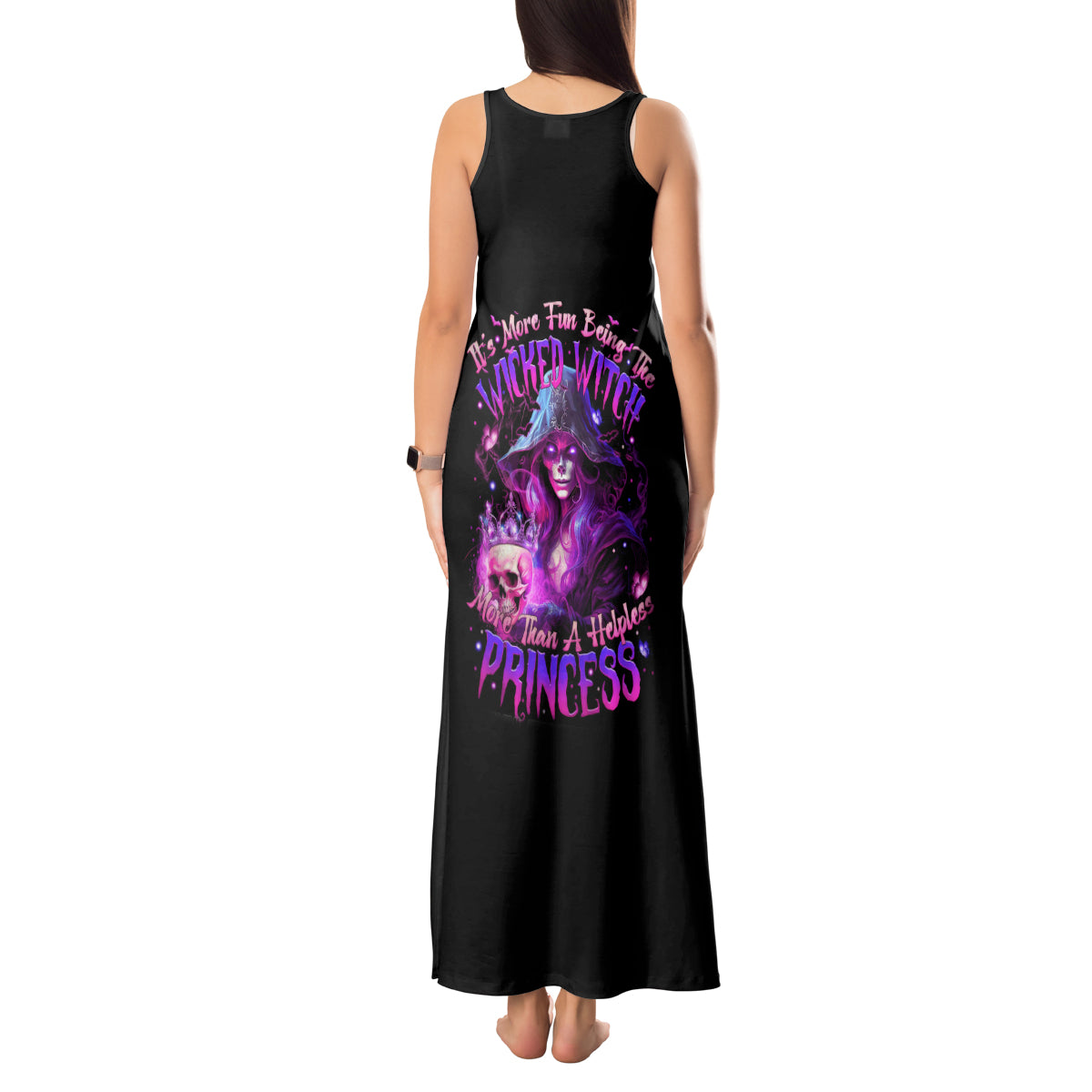 Witch Skull Tank Maxi Dress It's More Fun Being The Wicked Witch - Wonder Print Shop