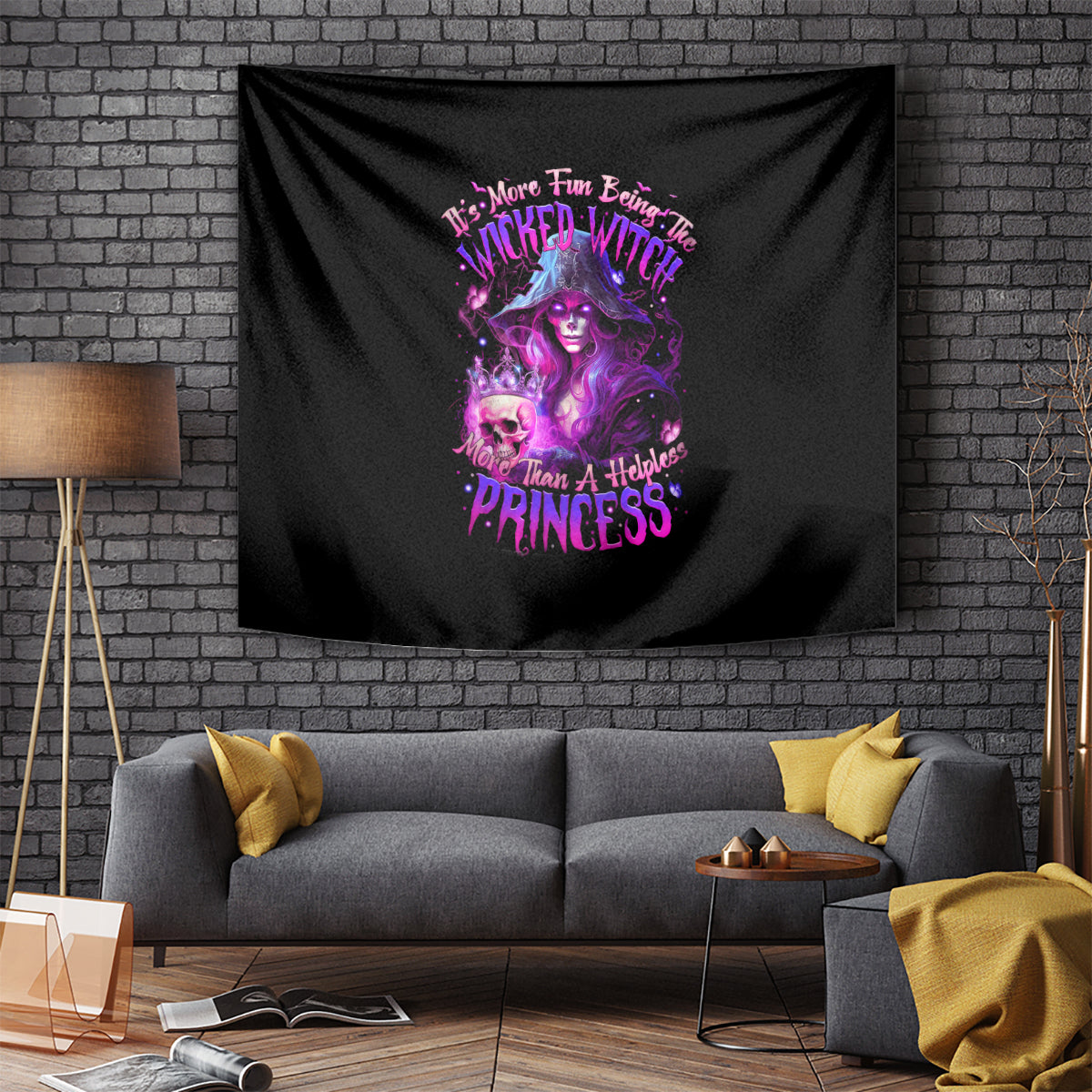 Witch Skull Tapestry It's More Fun Being The Wicked Witch - Wonder Print Shop