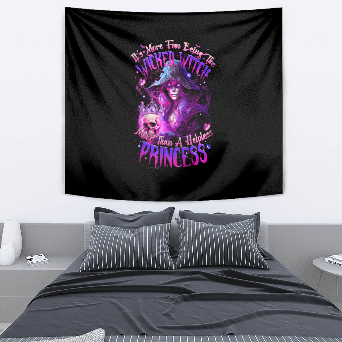 Witch Skull Tapestry It's More Fun Being The Wicked Witch - Wonder Print Shop