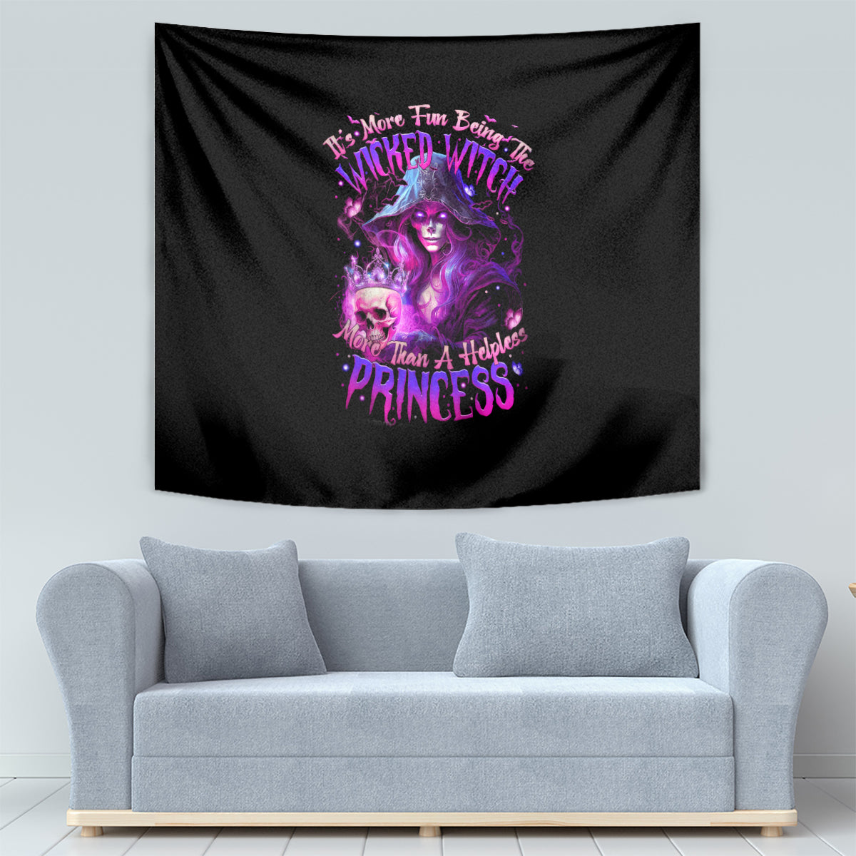 Witch Skull Tapestry It's More Fun Being The Wicked Witch - Wonder Print Shop