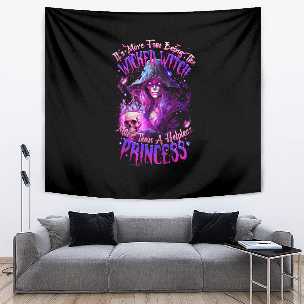 Witch Skull Tapestry It's More Fun Being The Wicked Witch - Wonder Print Shop