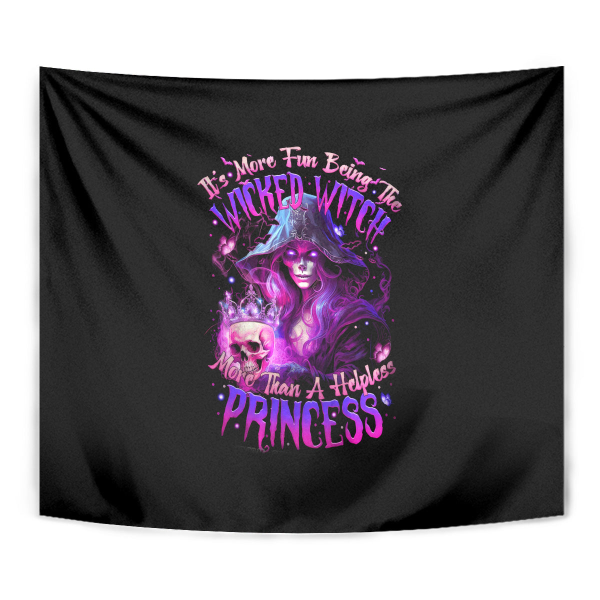 Witch Skull Tapestry It's More Fun Being The Wicked Witch - Wonder Print Shop