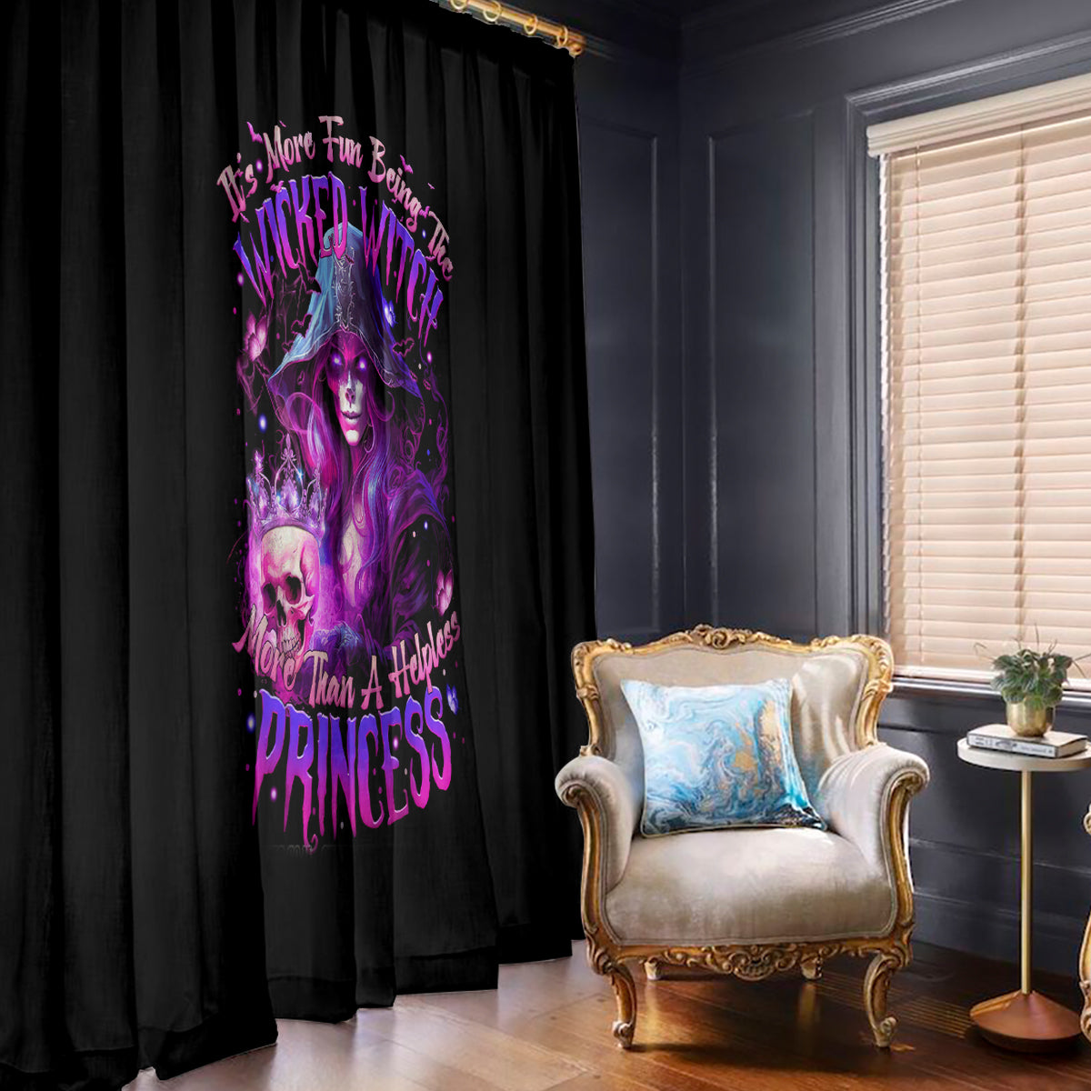 Witch Skull Window Curtain It's More Fun Being The Wicked Witch - Wonder Print Shop