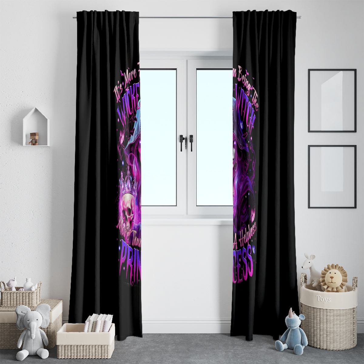 Witch Skull Window Curtain It's More Fun Being The Wicked Witch - Wonder Print Shop