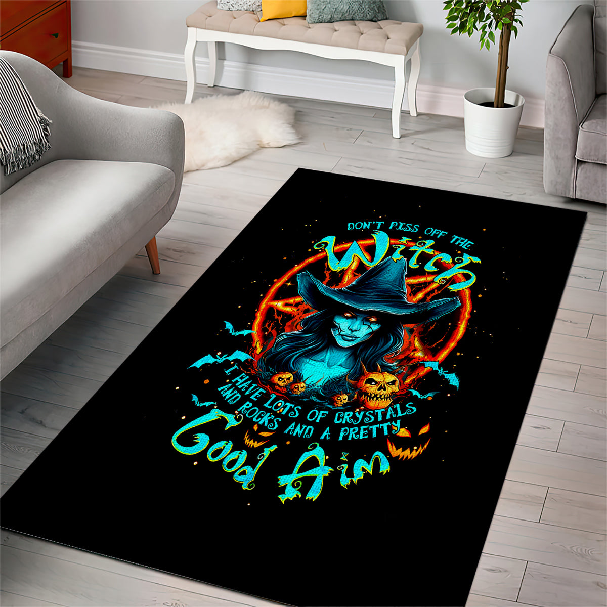 Witch Skull Area Rug Don't Pss Off The Witch - Wonder Print Shop