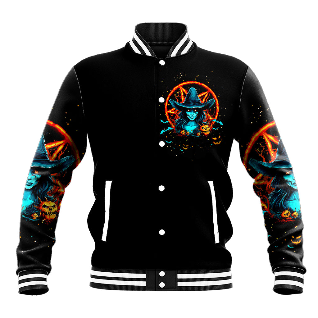 Witch Skull Baseball Jacket Don't Pss Off The Witch - Wonder Print Shop