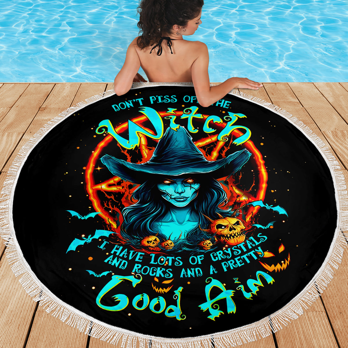 Witch Skull Beach Blanket Don't Pss Off The Witch - Wonder Print Shop
