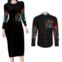 Witch Skull Couples Matching Long Sleeve Bodycon Dress and Long Sleeve Button Shirt Don't Pss Off The Witch - Wonder Print Shop