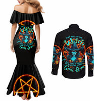 Witch Skull Couples Matching Mermaid Dress and Long Sleeve Button Shirt Don't Pss Off The Witch DT01