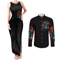 Witch Skull Couples Matching Tank Maxi Dress and Long Sleeve Button Shirt Don't Pss Off The Witch - Wonder Print Shop