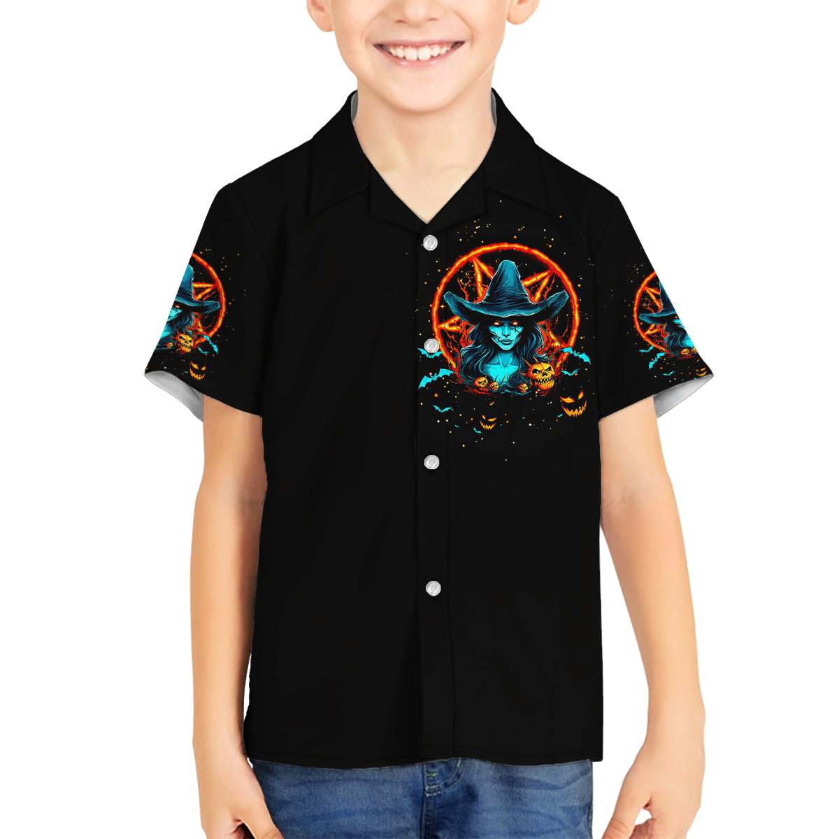 Witch Skull Family Matching Off Shoulder Long Sleeve Dress and Hawaiian Shirt Don't Pss Off The Witch - Wonder Print Shop