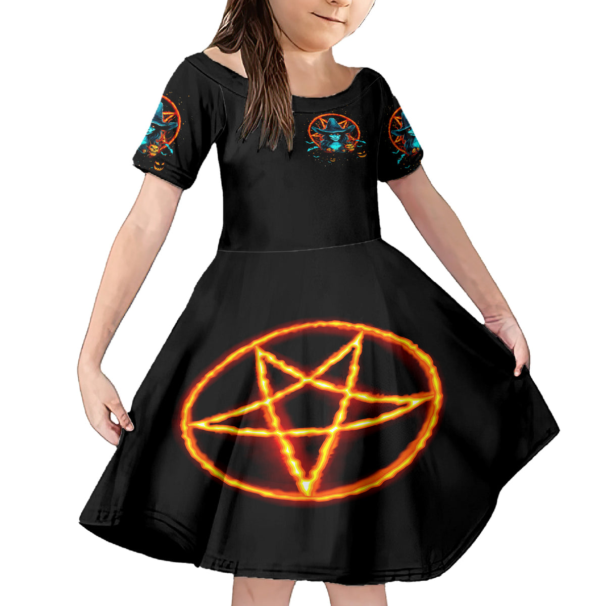 Witch Skull Family Matching Short Sleeve Bodycon Dress and Hawaiian Shirt Don't Pss Off The Witch - Wonder Print Shop