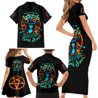 Witch Skull Family Matching Short Sleeve Bodycon Dress and Hawaiian Shirt Don't Pss Off The Witch - Wonder Print Shop