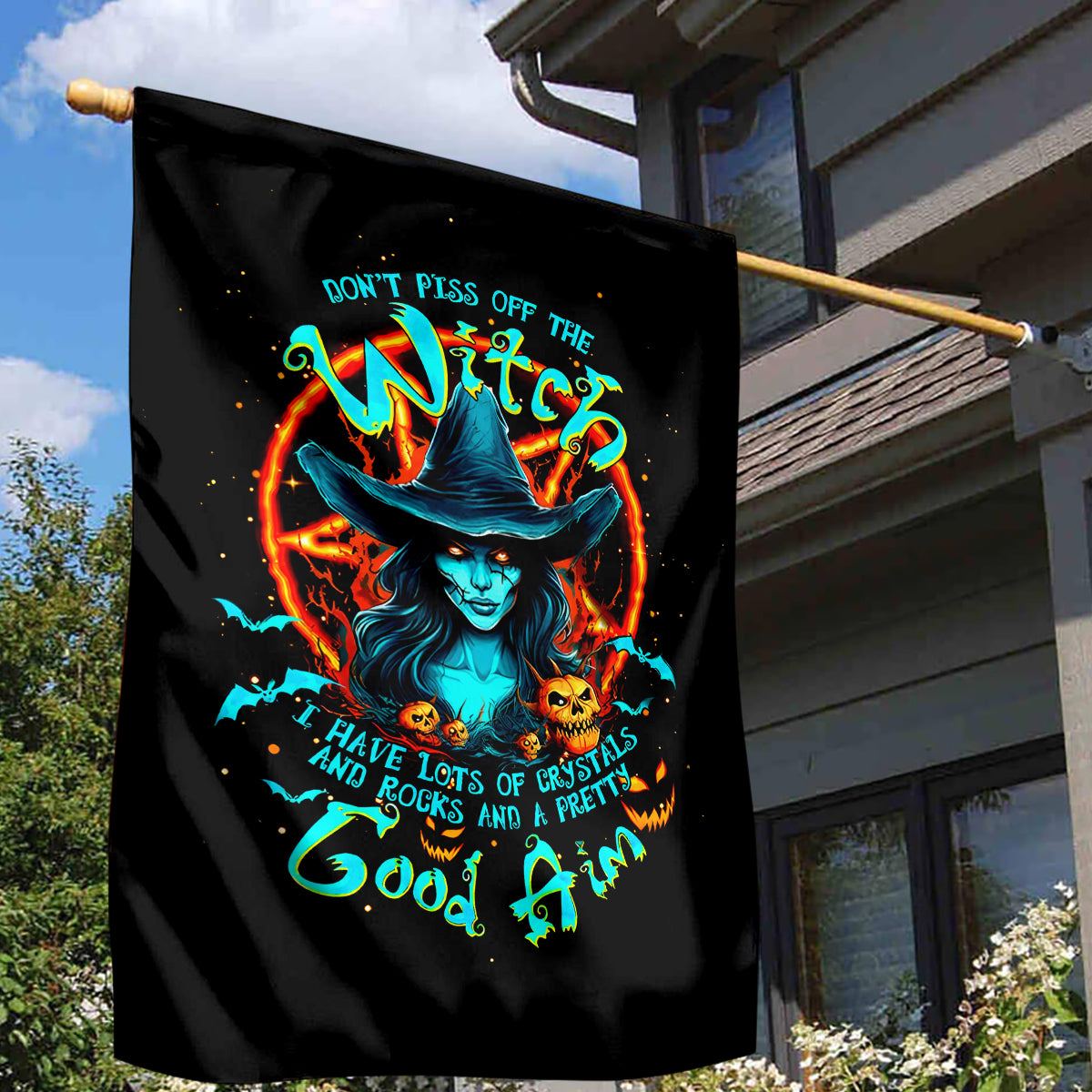 Witch Skull Garden Flag Don't Pss Off The Witch - Wonder Print Shop