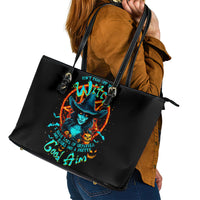 Witch Skull Leather Tote Bag Don't Pss Off The Witch - Wonder Print Shop