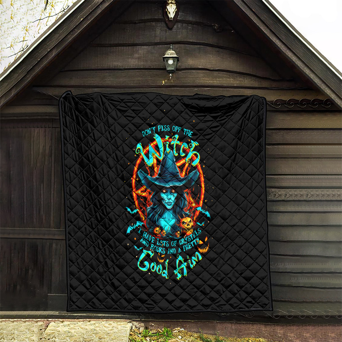 Witch Skull Quilt Don't Pss Off The Witch - Wonder Print Shop