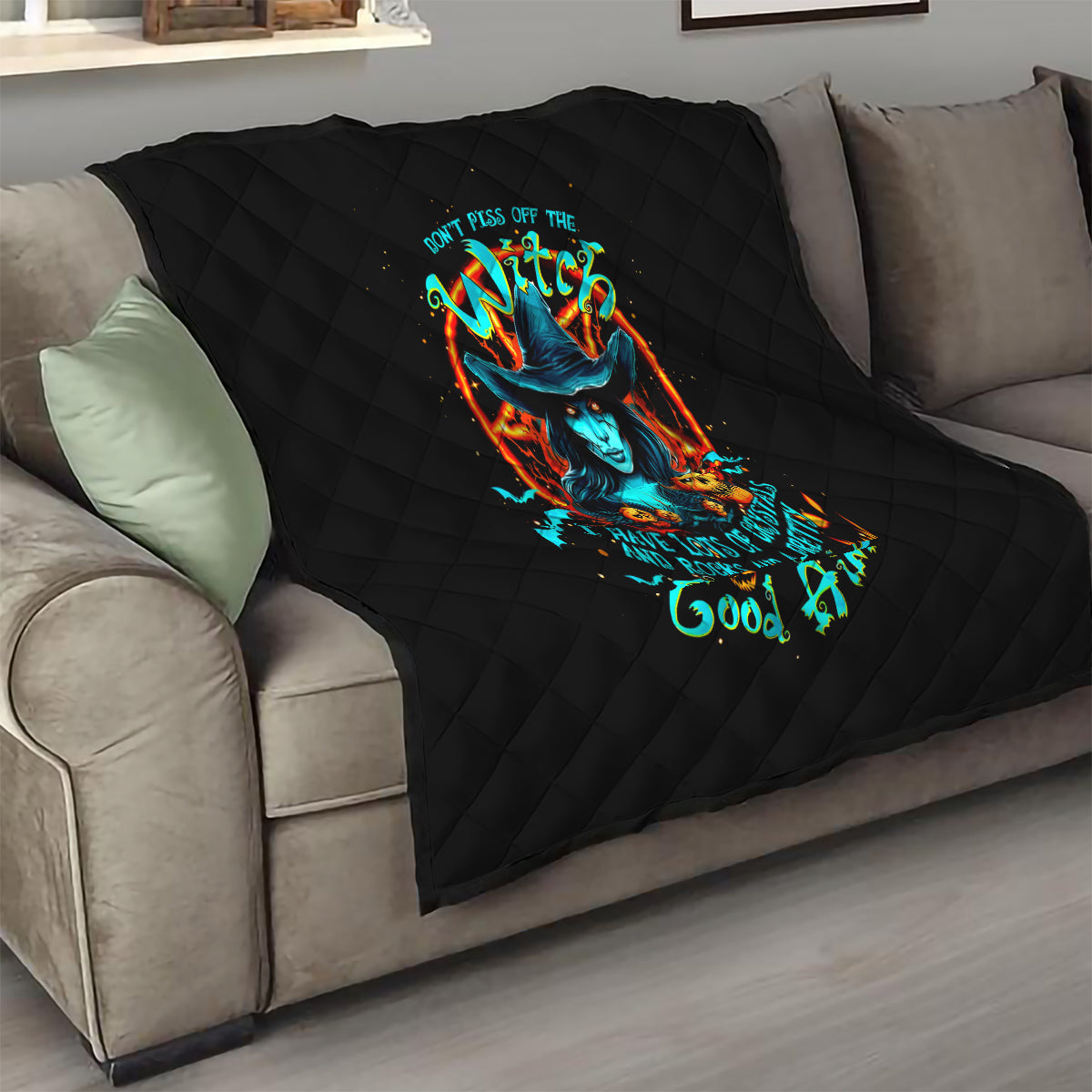 Witch Skull Quilt Don't Pss Off The Witch - Wonder Print Shop