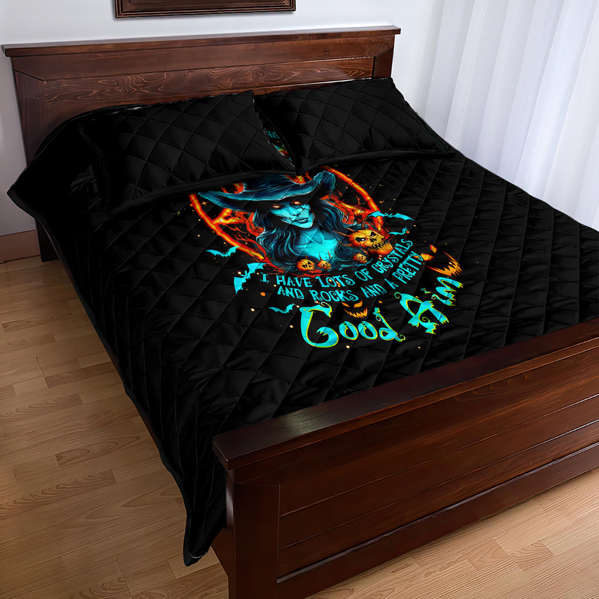 Witch Skull Quilt Bed Set Don't Pss Off The Witch - Wonder Print Shop