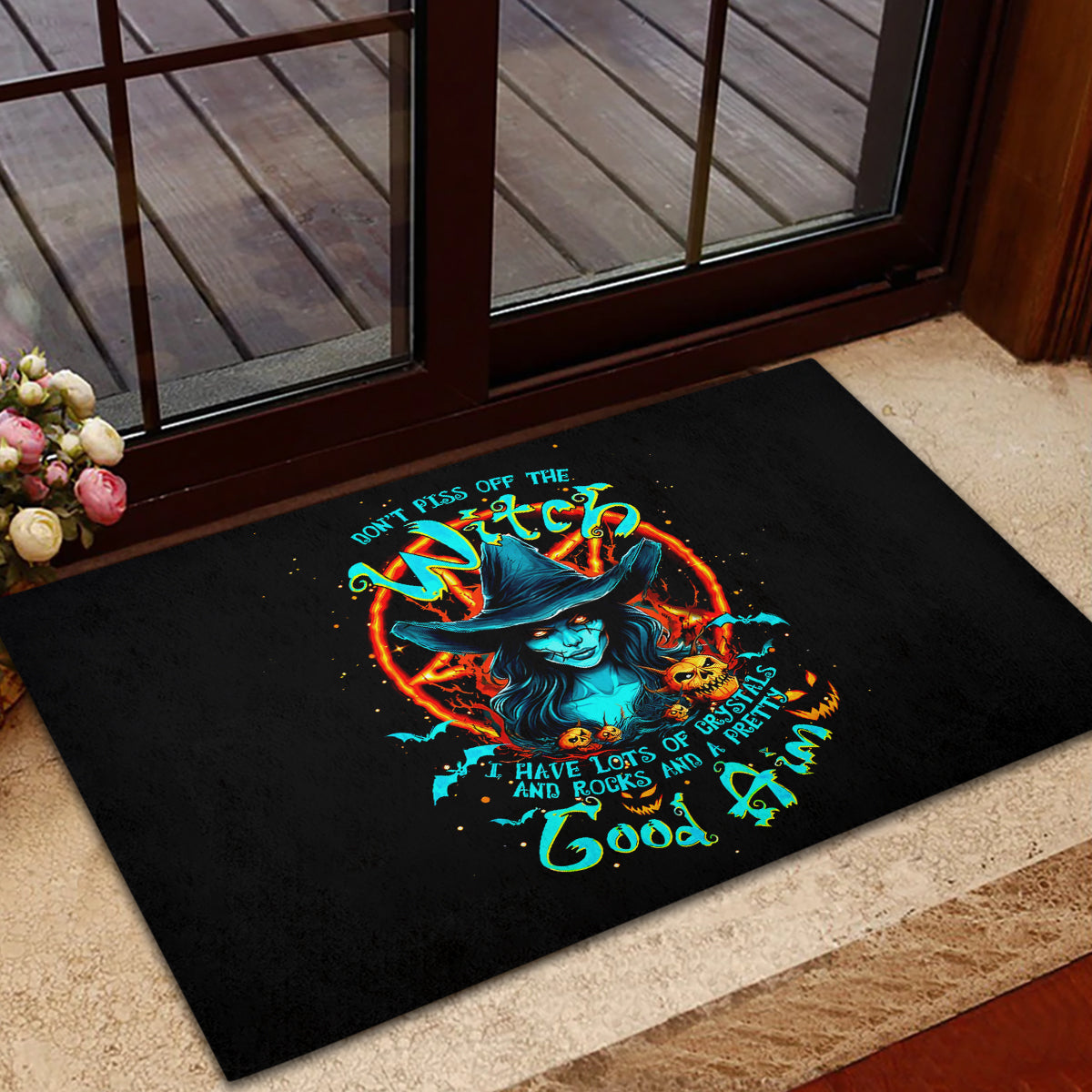 Witch Skull Rubber Doormat Don't Pss Off The Witch - Wonder Print Shop