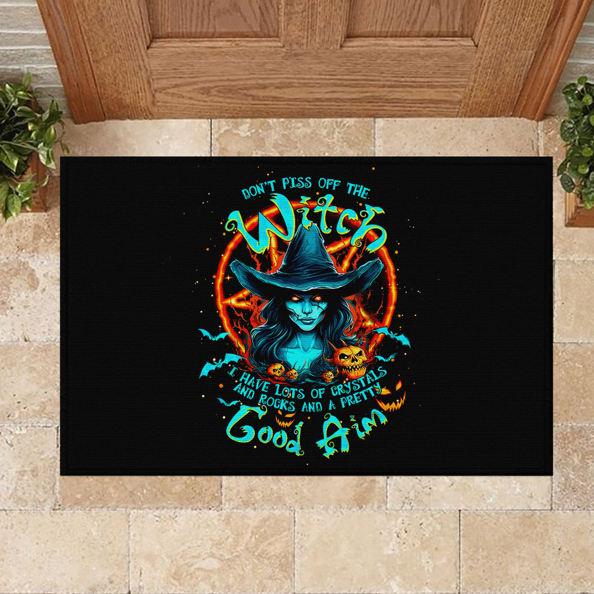 Witch Skull Rubber Doormat Don't Pss Off The Witch - Wonder Print Shop