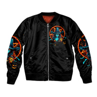 Witch Skull Sleeve Zip Bomber Jacket Don't Pss Off The Witch - Wonder Print Shop